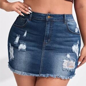 Trendy Distressed Denim Mini Skirt